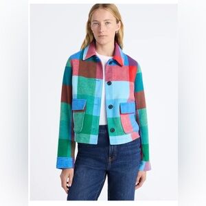 Free Assembly Women's Plaid Cropped Chore Jacket, NWT